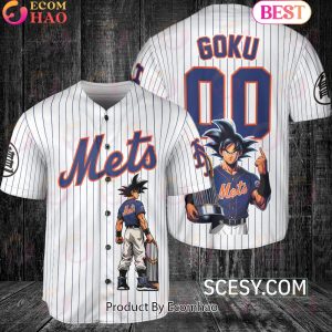 New York Mets Dragon Ball Son Goku Baseball Jersey White
