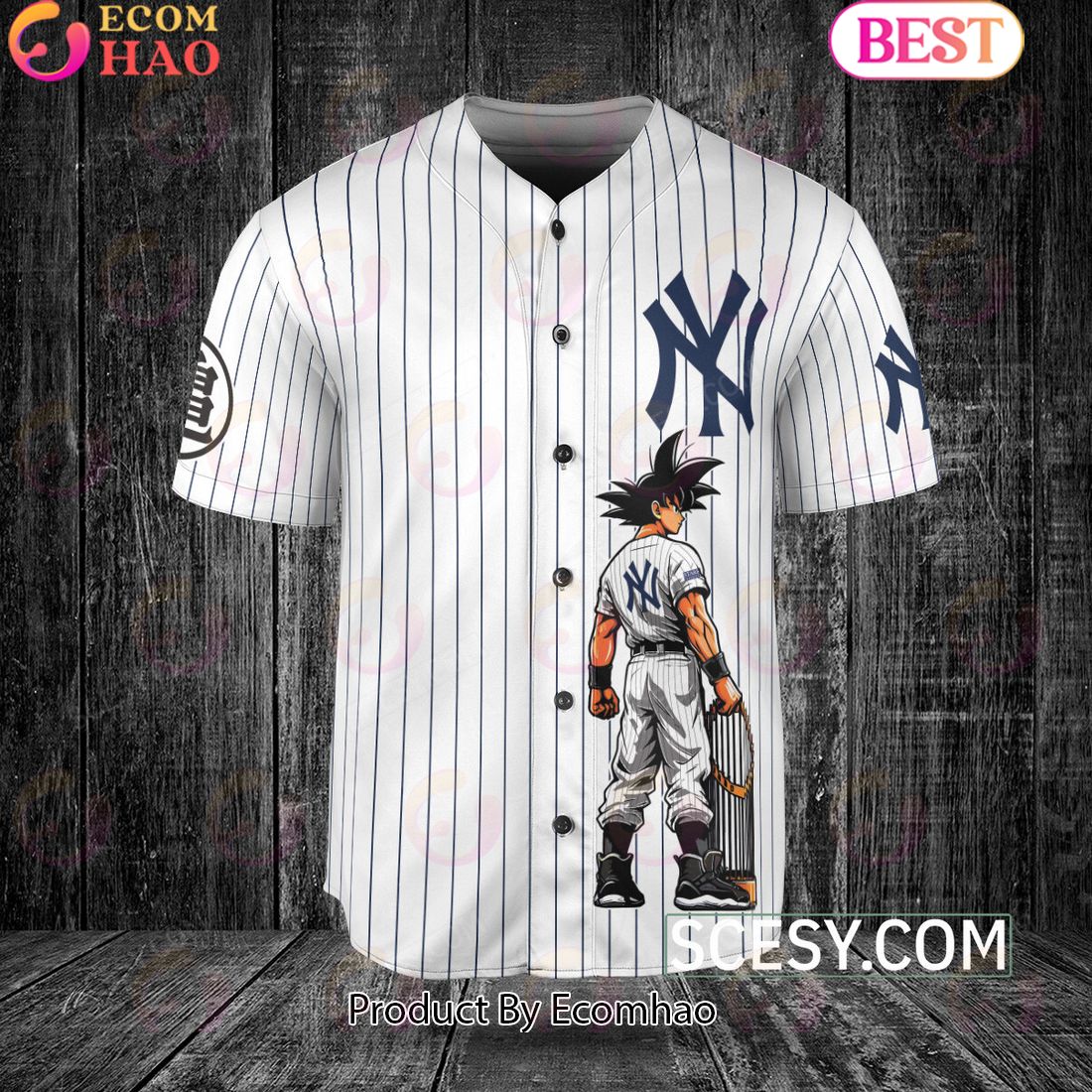 New York Yankees Dragon Ball Son Goku Baseball Jersey White