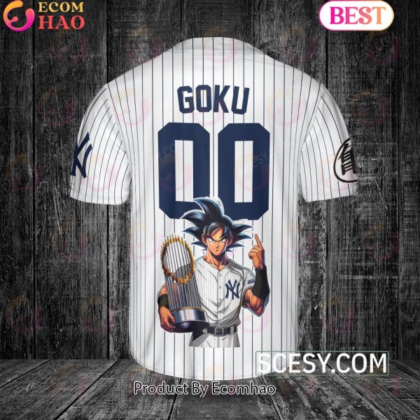 New York Yankees Dragon Ball Son Goku Baseball Jersey White