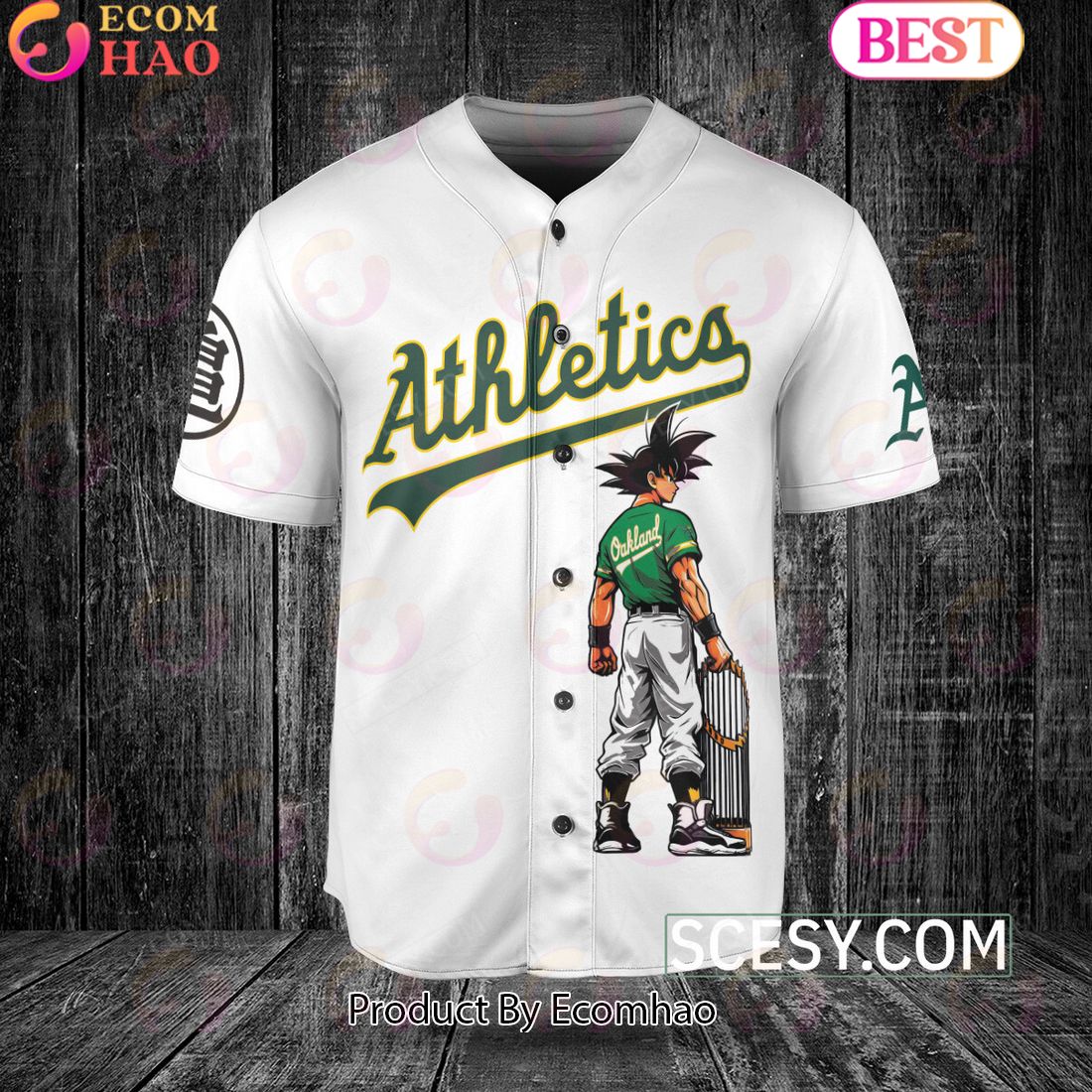 Oakland Athletics Dragon Ball Son Goku Baseball Jersey White