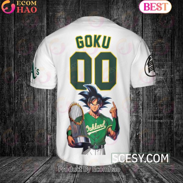 Oakland Athletics Dragon Ball Son Goku Baseball Jersey White