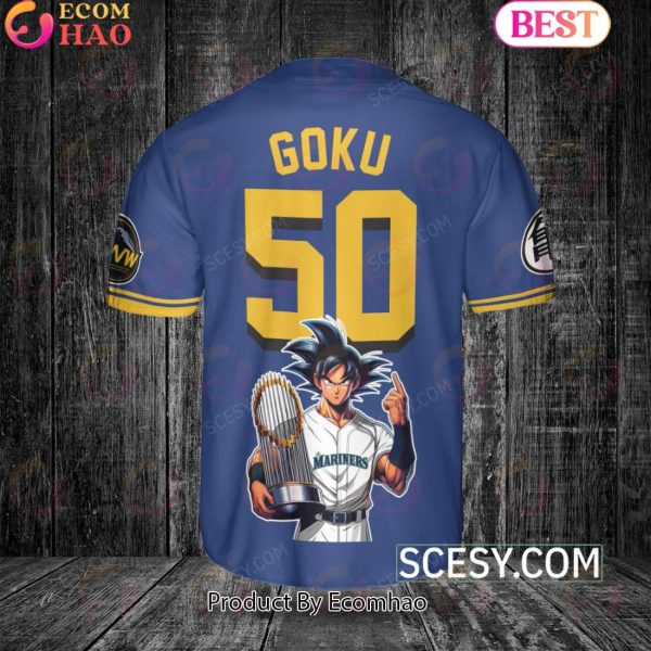 Seattle Mariners Dragon Ball Son Goku Baseball Jersey Blue
