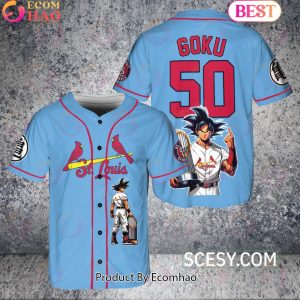 St.Louis Cardinals Dragon Ball Son Goku Baseball Jersey Light Blue