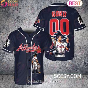 Atlanta Braves Dragon Ball Son Goku Baseball Jersey Navy