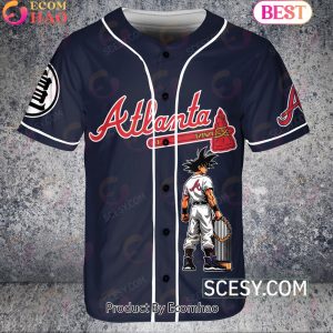 Atlanta Braves Dragon Ball Son Goku Baseball Jersey Navy