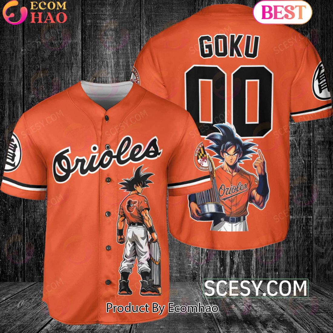 Baltimore Orioles Dragon Ball Son Goku Baseball Jersey Orange