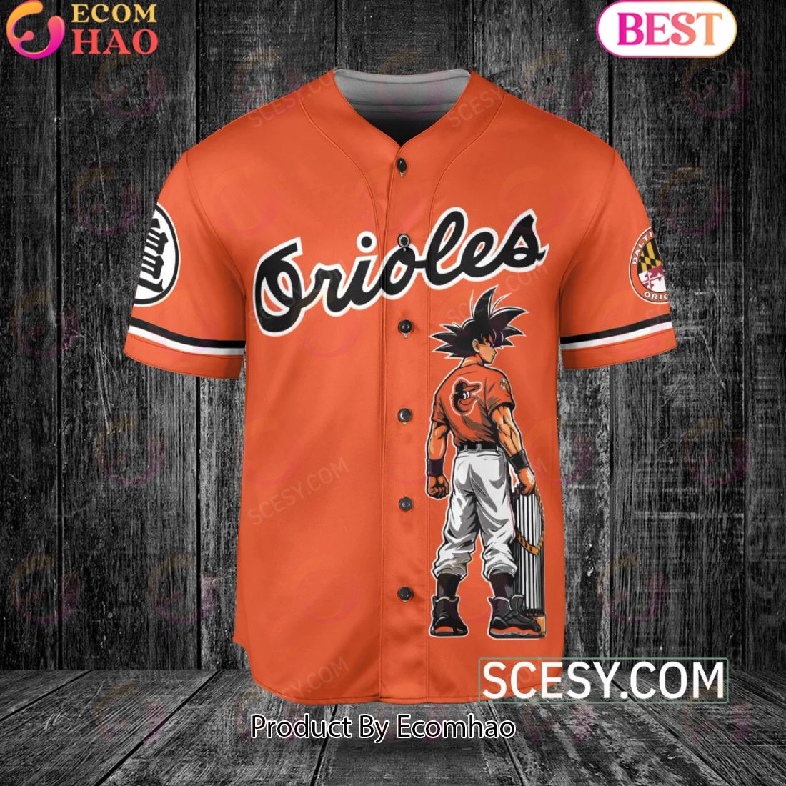 Baltimore Orioles Dragon Ball Son Goku Baseball Jersey Orange