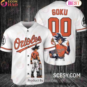Baltimore Orioles Dragon Ball Son Goku Baseball Jersey White