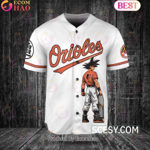 Baltimore Orioles Dragon Ball Son Goku Baseball Jersey White