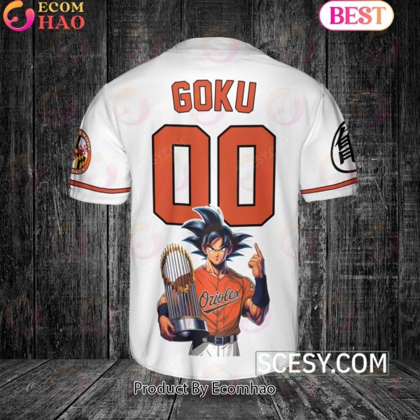 Baltimore Orioles Dragon Ball Son Goku Baseball Jersey White