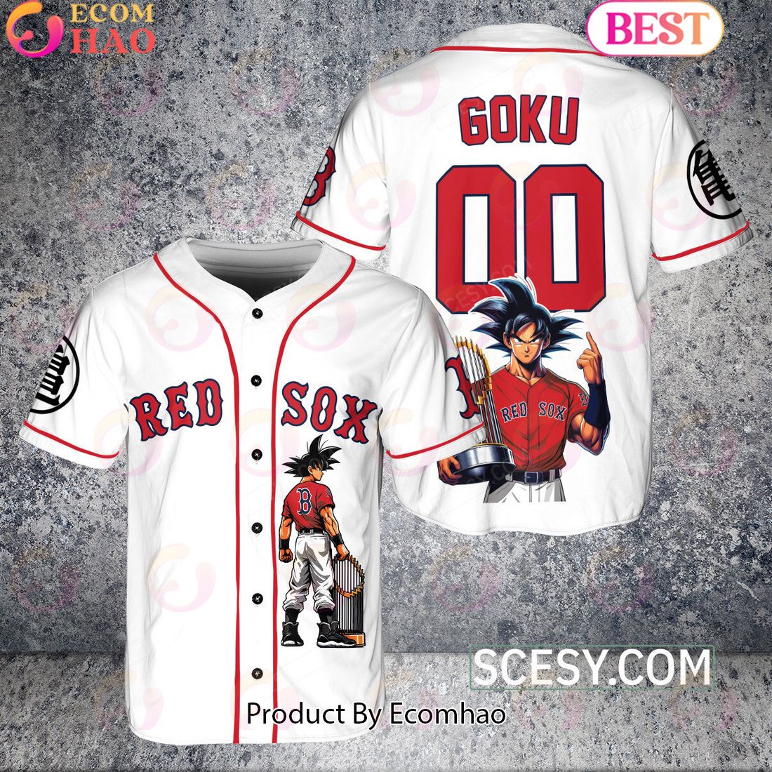 Atlanta Braves Dragon Ball Son Goku Baseball Jersey Navy