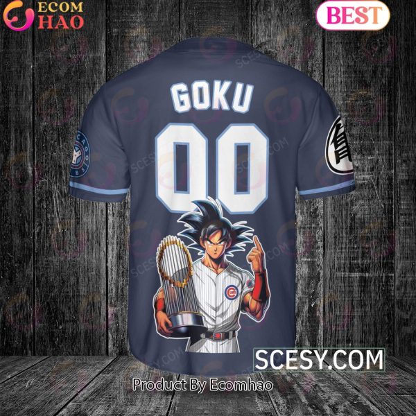Chicago Cubs Dragon Ball Son Goku Baseball Jersey Navy