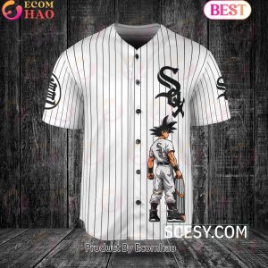 Chicago White Sox Dragon Ball Son Goku Baseball Jersey White Striped
