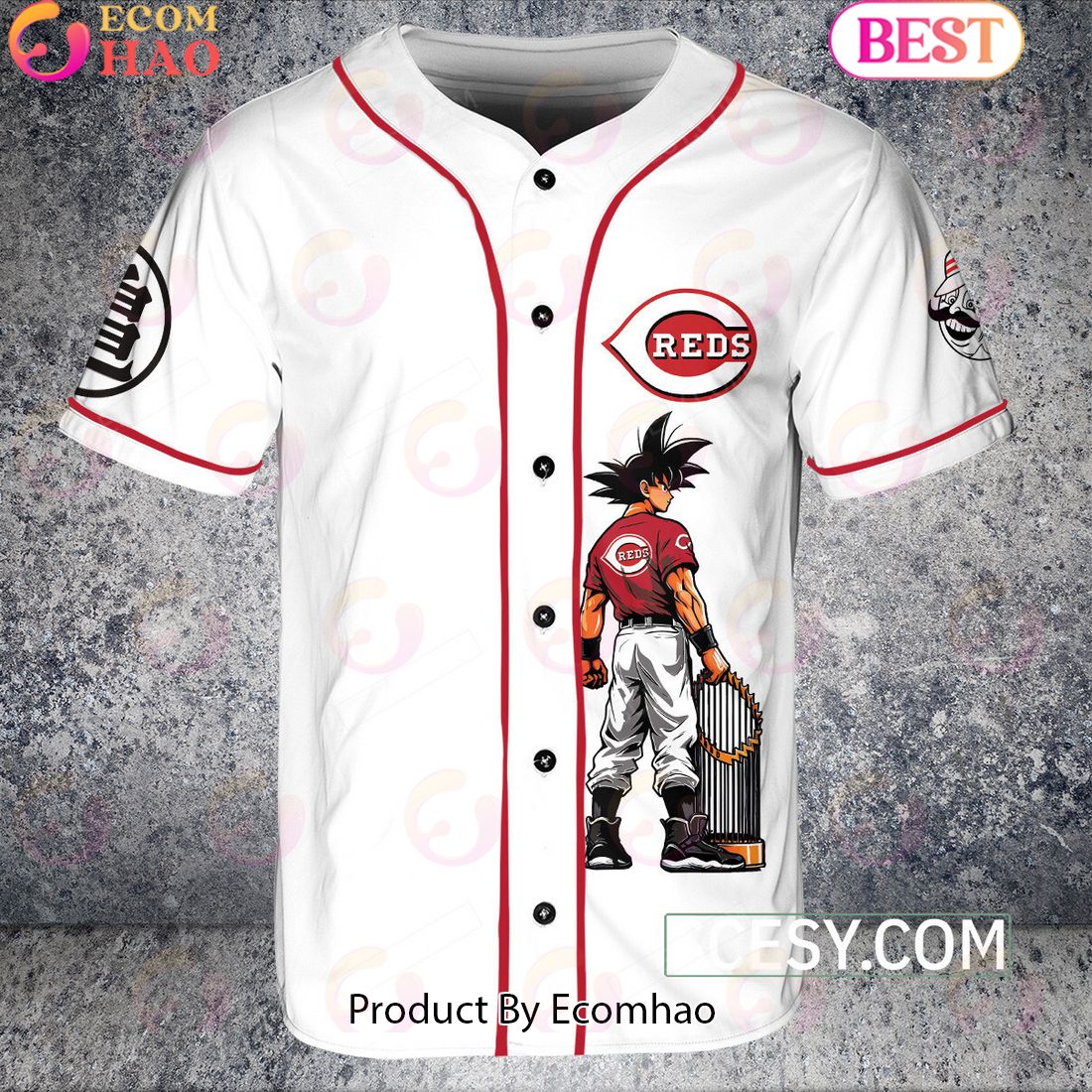 Cincinnati Reds Dragon Ball Son Goku Baseball Jersey White