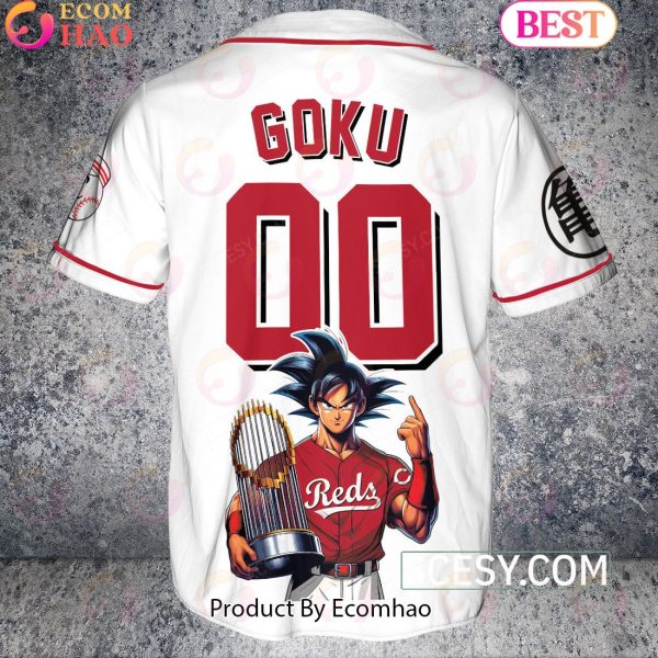 Cincinnati Reds Dragon Ball Son Goku Baseball Jersey White