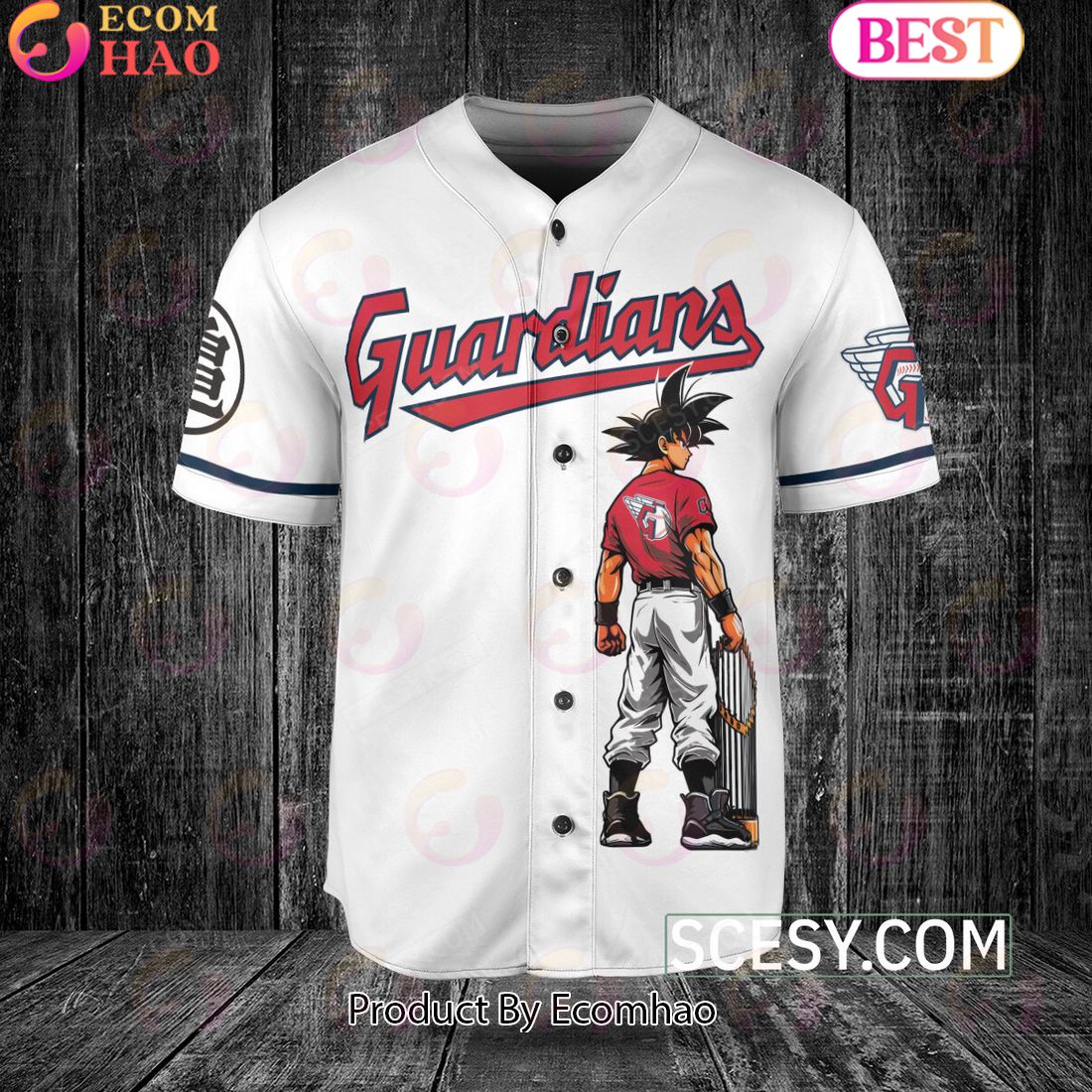 Cleveland Guardians Dragon Ball Son Goku Baseball Jersey White