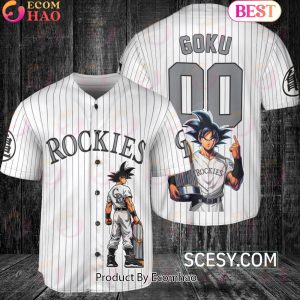 Colorado Rockies Dragon Ball Son Goku Baseball Jersey White