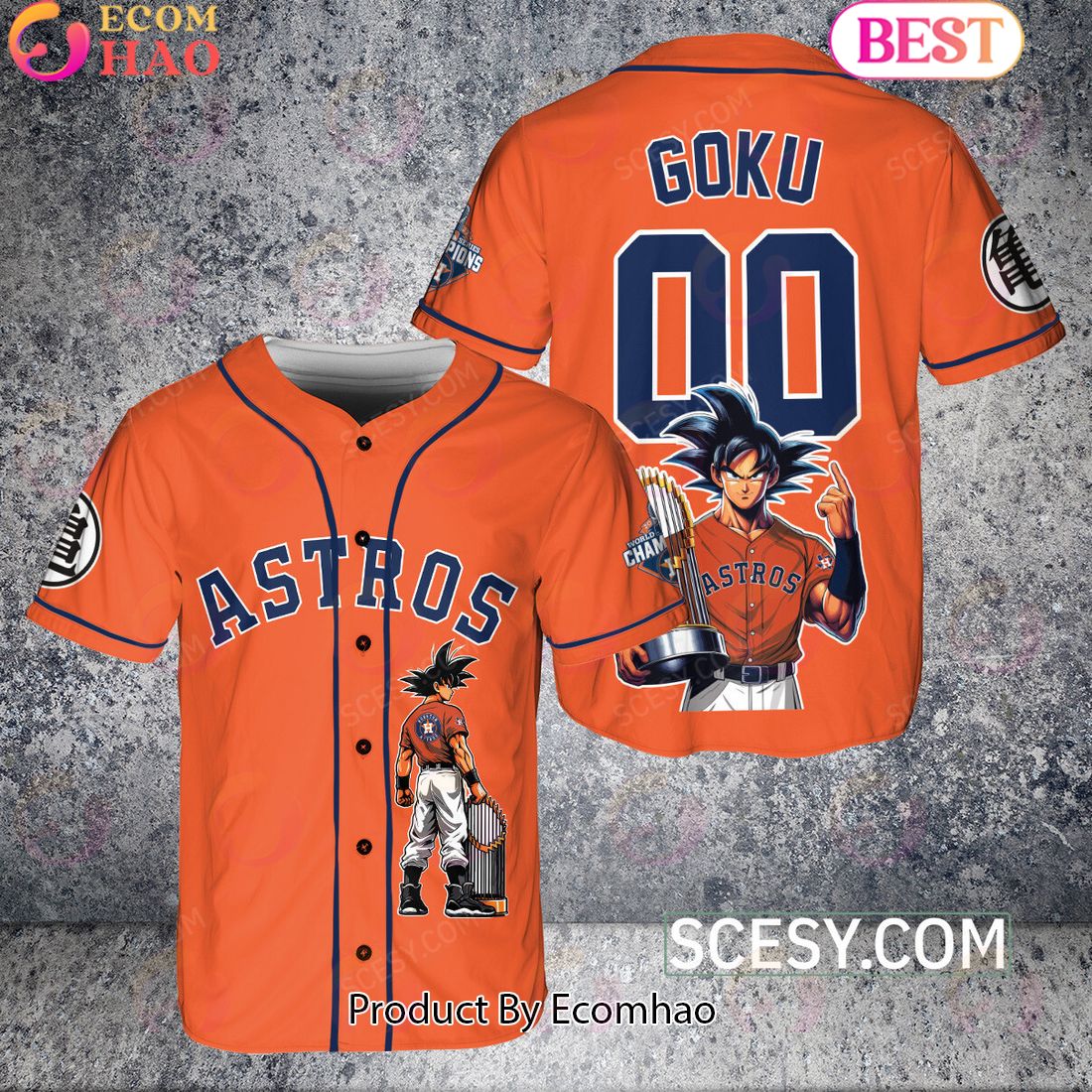 Houston Astros Dragon Ball Son Goku Baseball Jersey Orange