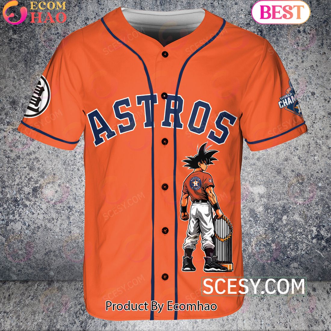 Houston Astros Dragon Ball Son Goku Baseball Jersey Orange