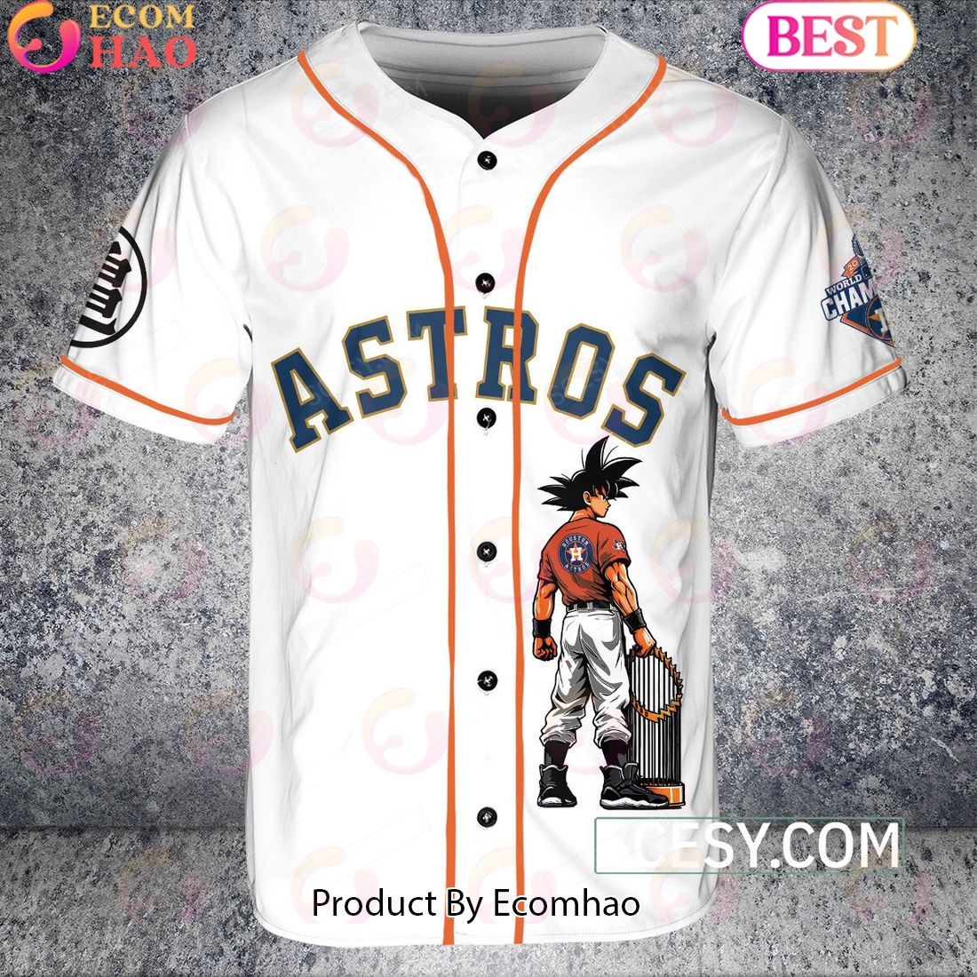 Houston Astros Dragon Ball Son Goku Baseball Jersey White