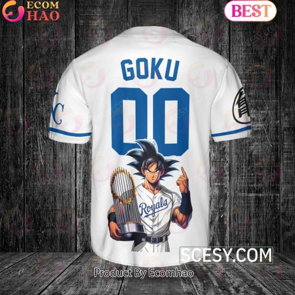 Kansas City Royals Dragon Ball Son Goku Baseball Jersey White
