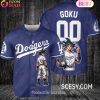 Los Angeles Angels Dragon Ball Son Goku Baseball Jersey White Los Angeles Angels Dragon Ball Son Goku Baseball Jersey White