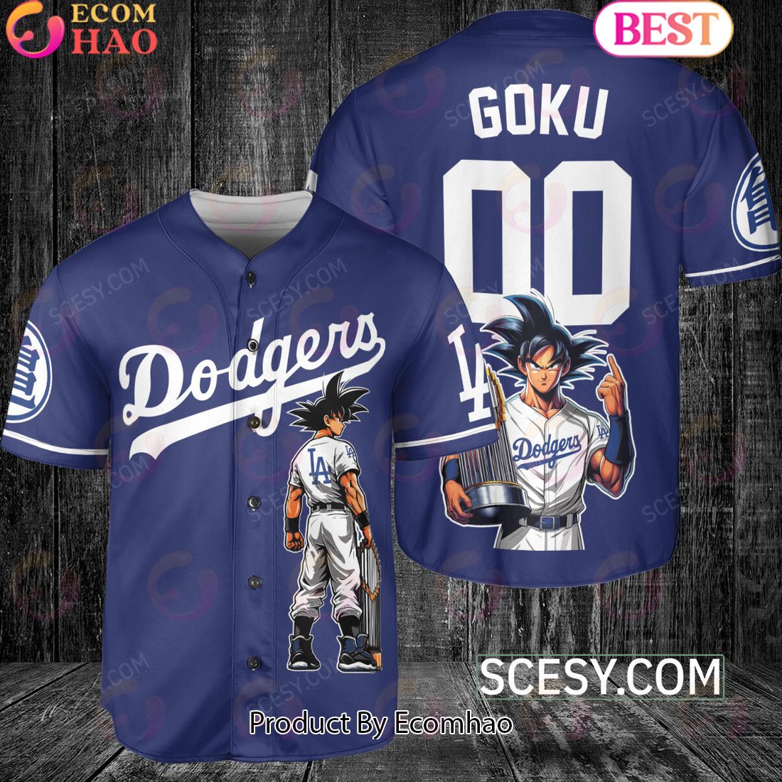 Los Angeles Dodgers Dragon Ball Son Goku Baseball Jersey Blue