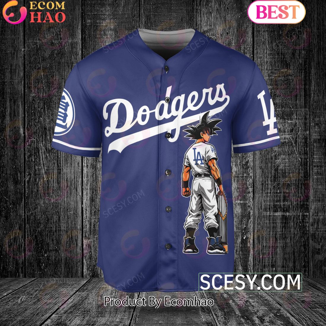 Los Angeles Dodgers Dragon Ball Son Goku Baseball Jersey Blue