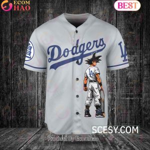 Los Angeles Dodgers Dragon Ball Son Goku Baseball Jersey Gray