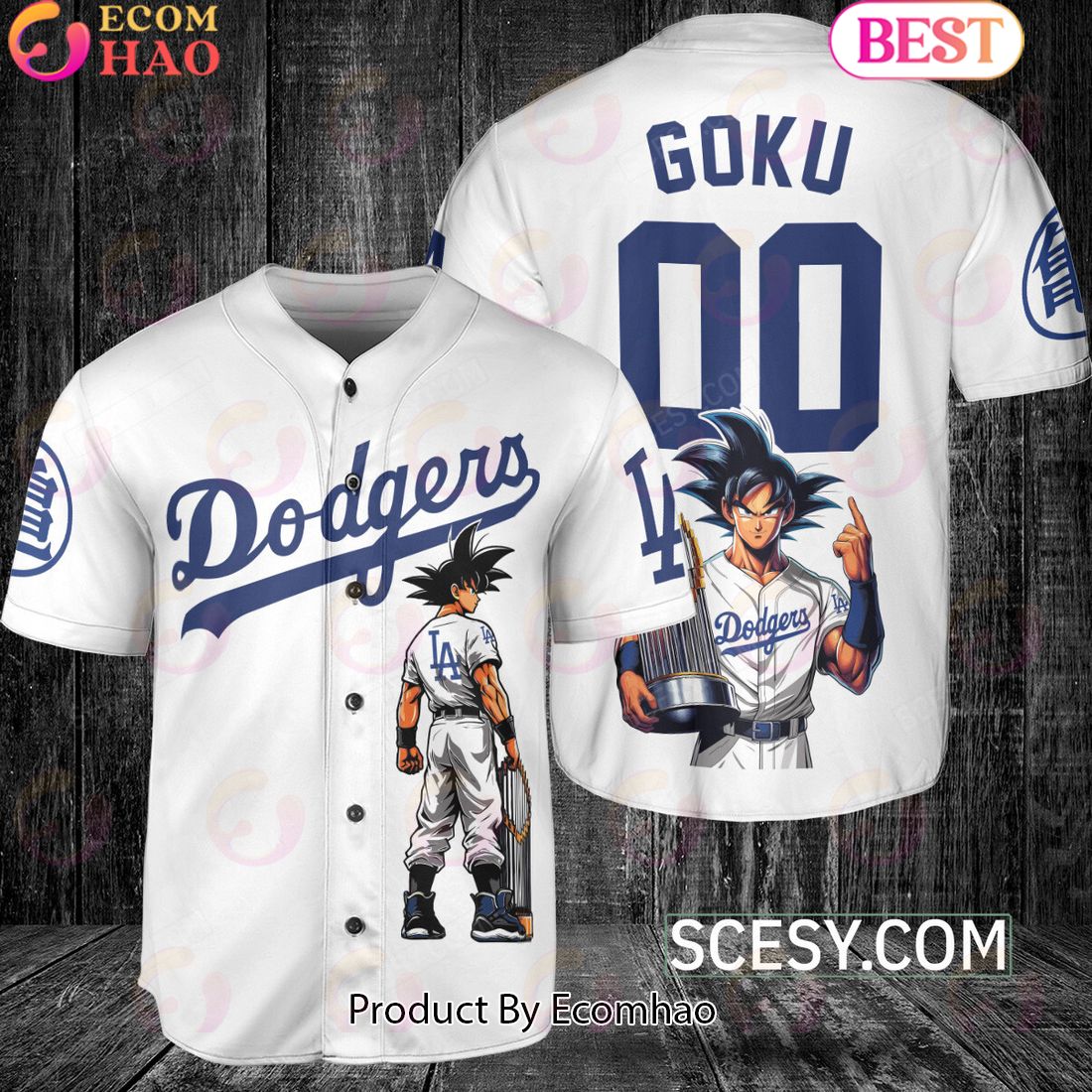 Los Angeles Dodgers Dragon Ball Son Goku Baseball Jersey White