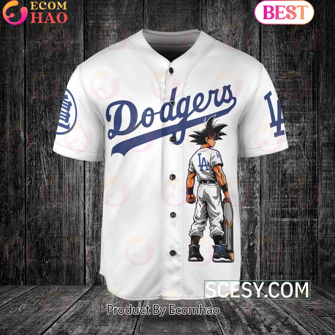 Los Angeles Dodgers Dragon Ball Son Goku Baseball Jersey White