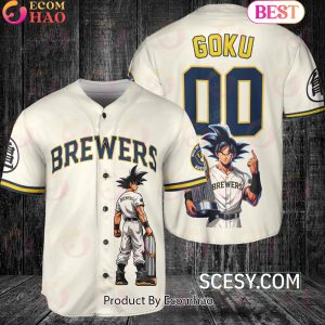 Milwaukee Brewers Dragon Ball Son Goku Baseball Jersey Yellow