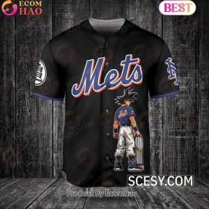 New York Mets Dragon Ball Son Goku Baseball Jersey Black