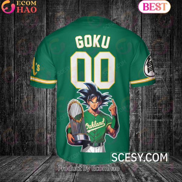 Oakland Athletics Dragon Ball Son Goku Baseball Jersey Green