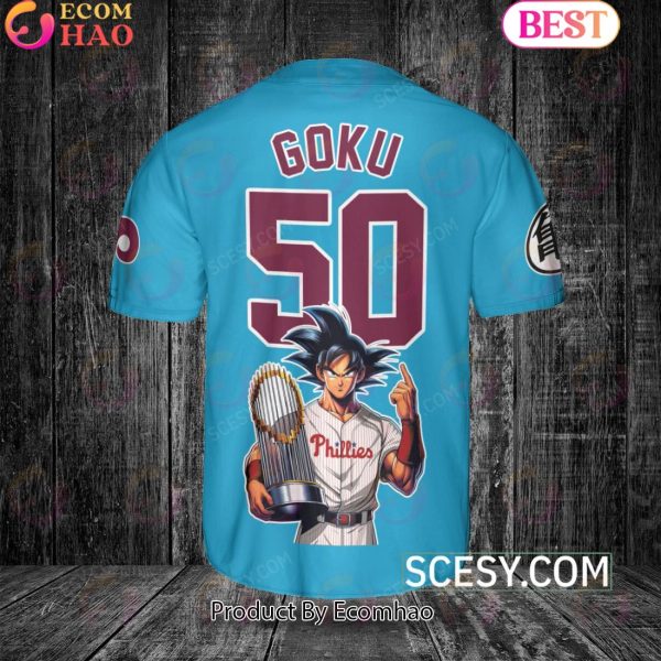 Philadelphia Phillies Dragon Ball Son Goku Baseball Jersey Blue