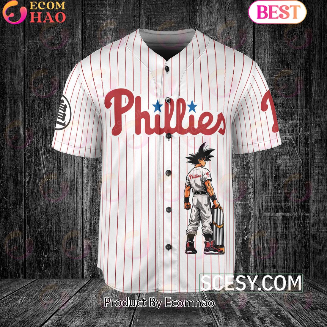 Philadelphia Phillies Dragon Ball Son Goku Baseball Jersey White