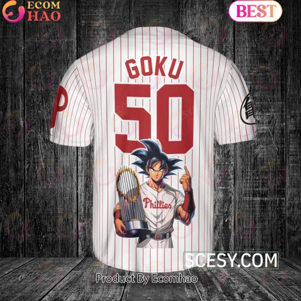 Philadelphia Phillies Dragon Ball Son Goku Baseball Jersey White