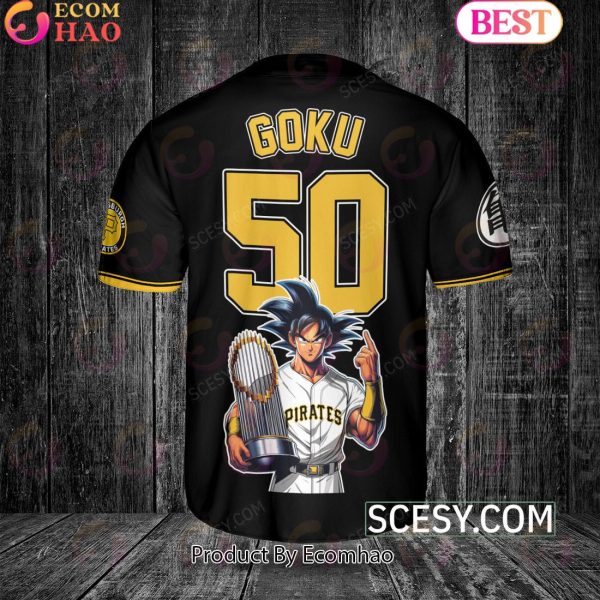 Pittsburgh Pirates Dragon Ball Son Goku Baseball Jersey Black