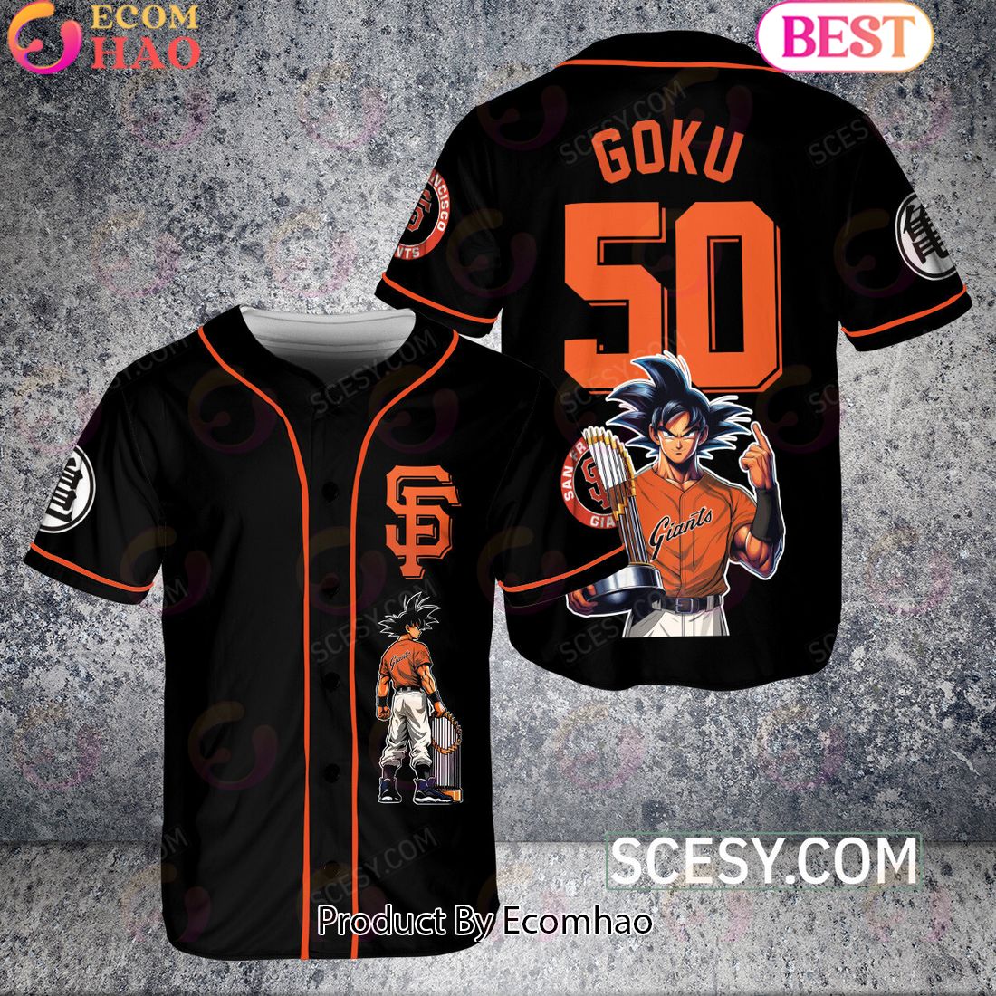 San Francisco Giants Dragon Ball Son Goku Baseball Jersey Black