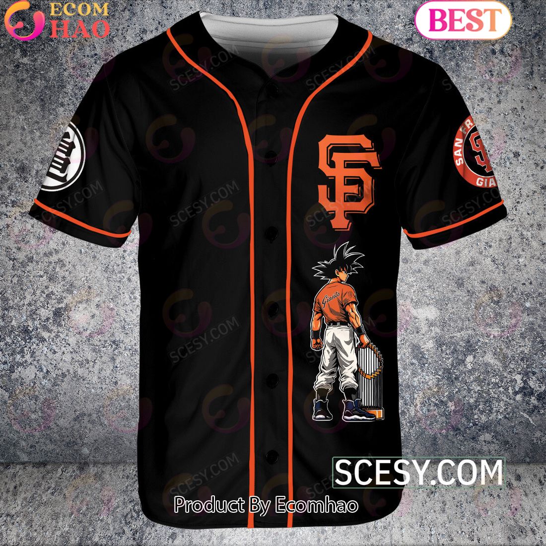 San Francisco Giants Dragon Ball Son Goku Baseball Jersey Black