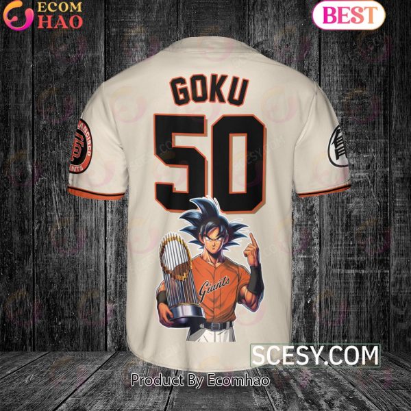 San Francisco Giants Dragon Ball Son Goku Baseball Jersey Natural
