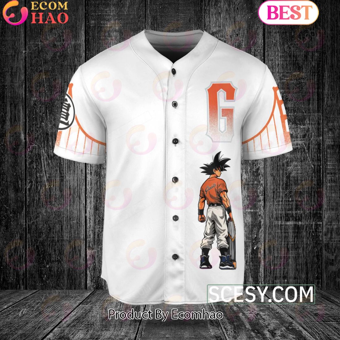 San Francisco Giants Dragon Ball Son Goku Baseball Jersey White