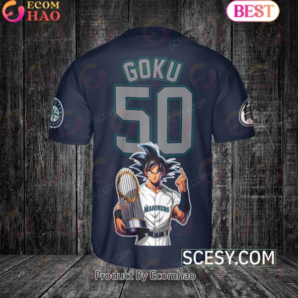 Seattle Mariners Dragon Ball Son Goku Baseball Jersey Navy