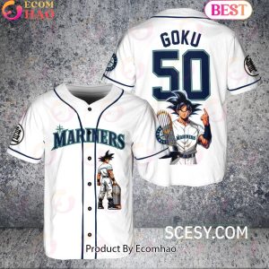 Seattle Mariners Dragon Ball Son Goku Baseball Jersey White Pipping