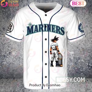 Seattle Mariners Dragon Ball Son Goku Baseball Jersey White Pipping