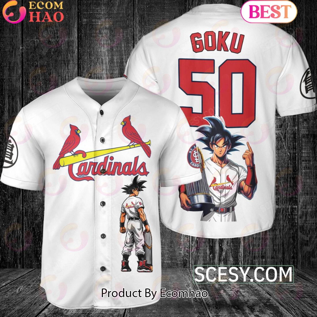 St.Louis Cardinals Dragon Ball Son Goku Baseball Jersey White