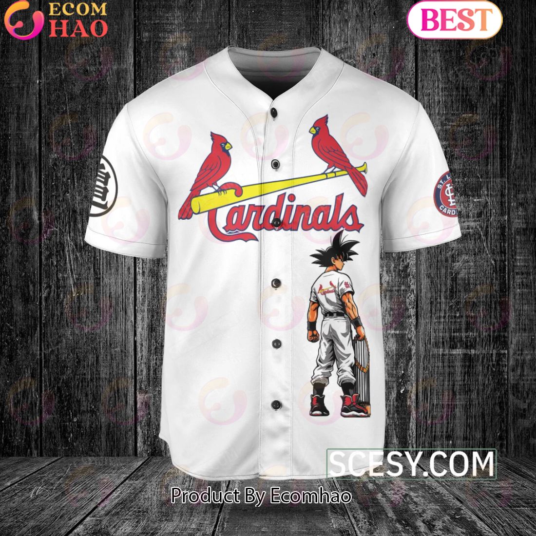 St.Louis Cardinals Dragon Ball Son Goku Baseball Jersey White