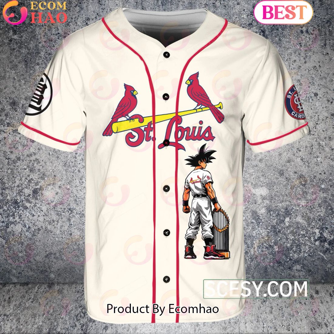 St.Louis Cardinals Dragon Ball Son Goku Baseball Jersey Yellow