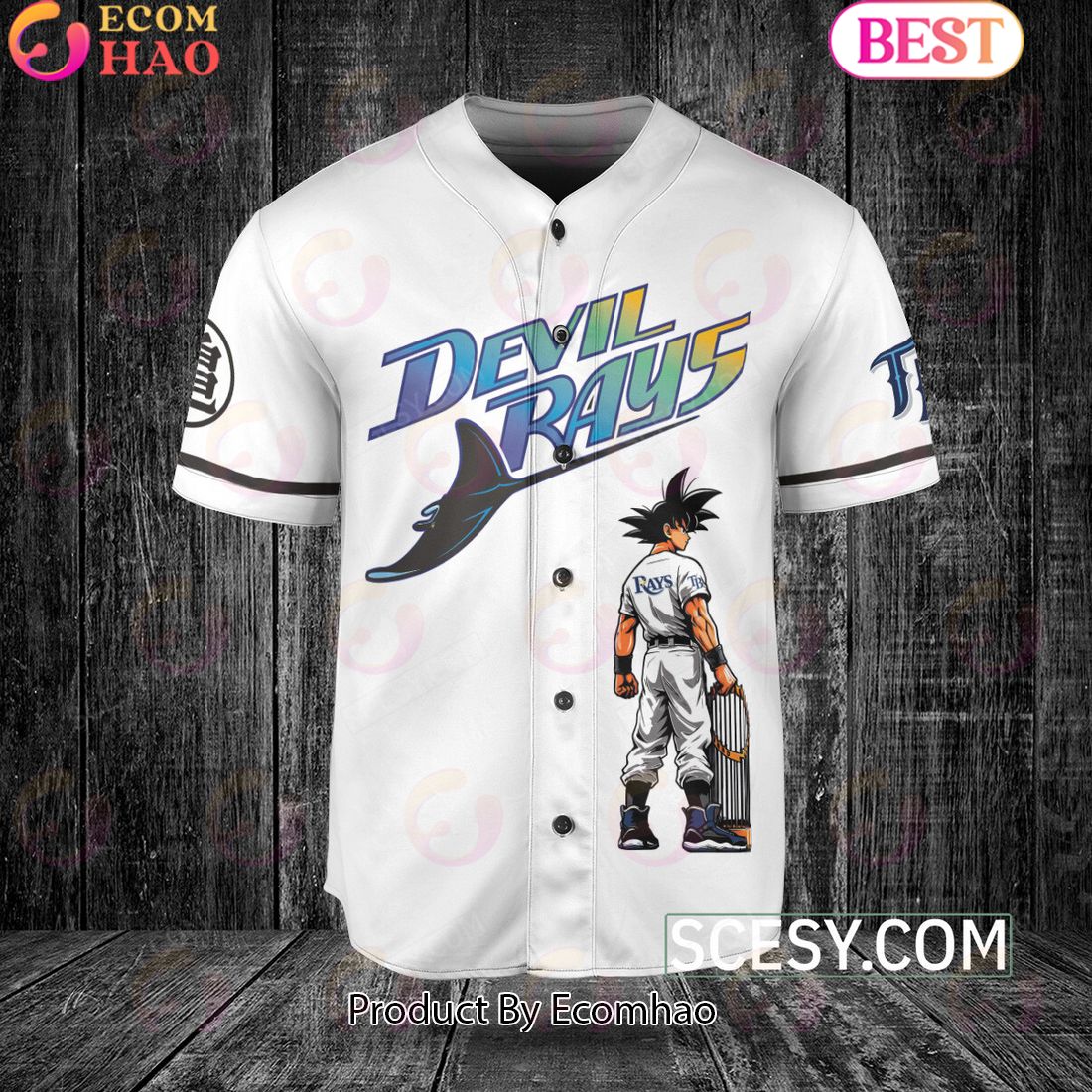 Tampa Bay Rays Dragon Ball Son Goku Baseball Jersey White