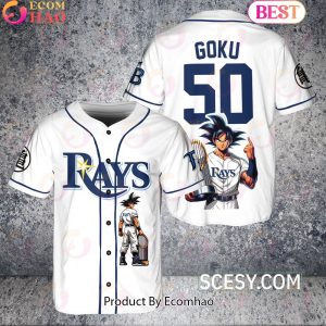 Tampa Bay Rays Dragon Ball Son Goku Baseball Jersey White Pipping